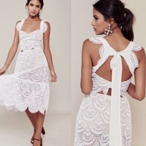 For Love & Lemons Rosalita White Lace Matching Set Size S